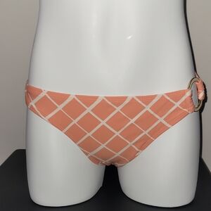 Old Navy Peach Bikini Bottom with Cream Lattice Size Small